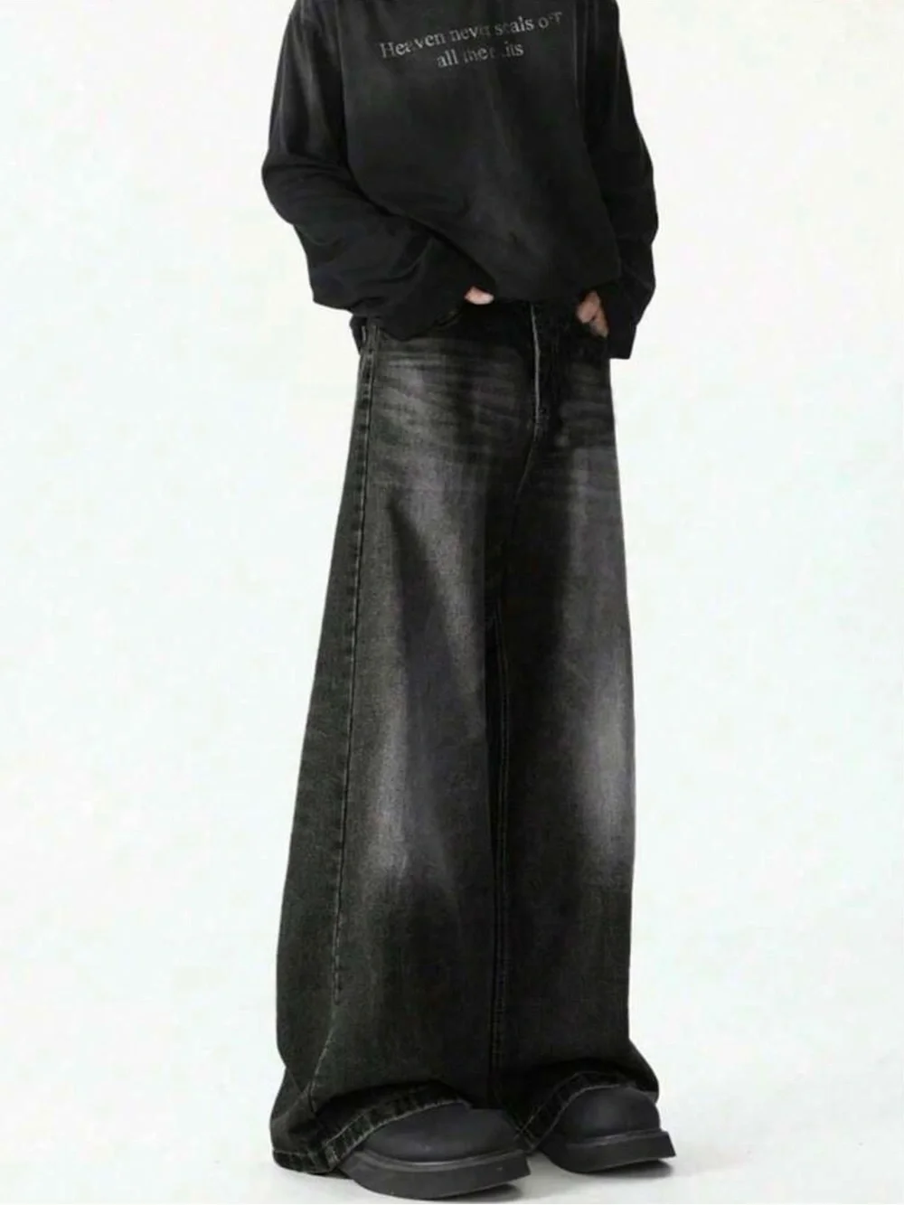 Black Wide-Leg Women’s Jeans - Casual Loose Fit